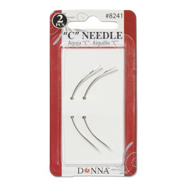 50 Pieces C Type Needle for Weave Curved Needles Hand Sewing Needles Sew in Weave Needles for Hair, Wig Making, Carpet, Silver